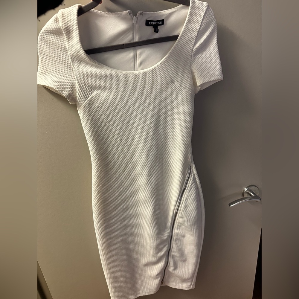 Express White Zipper Dress